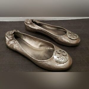 Tory Burch Minnie ballet metallic flats Sz 8 M